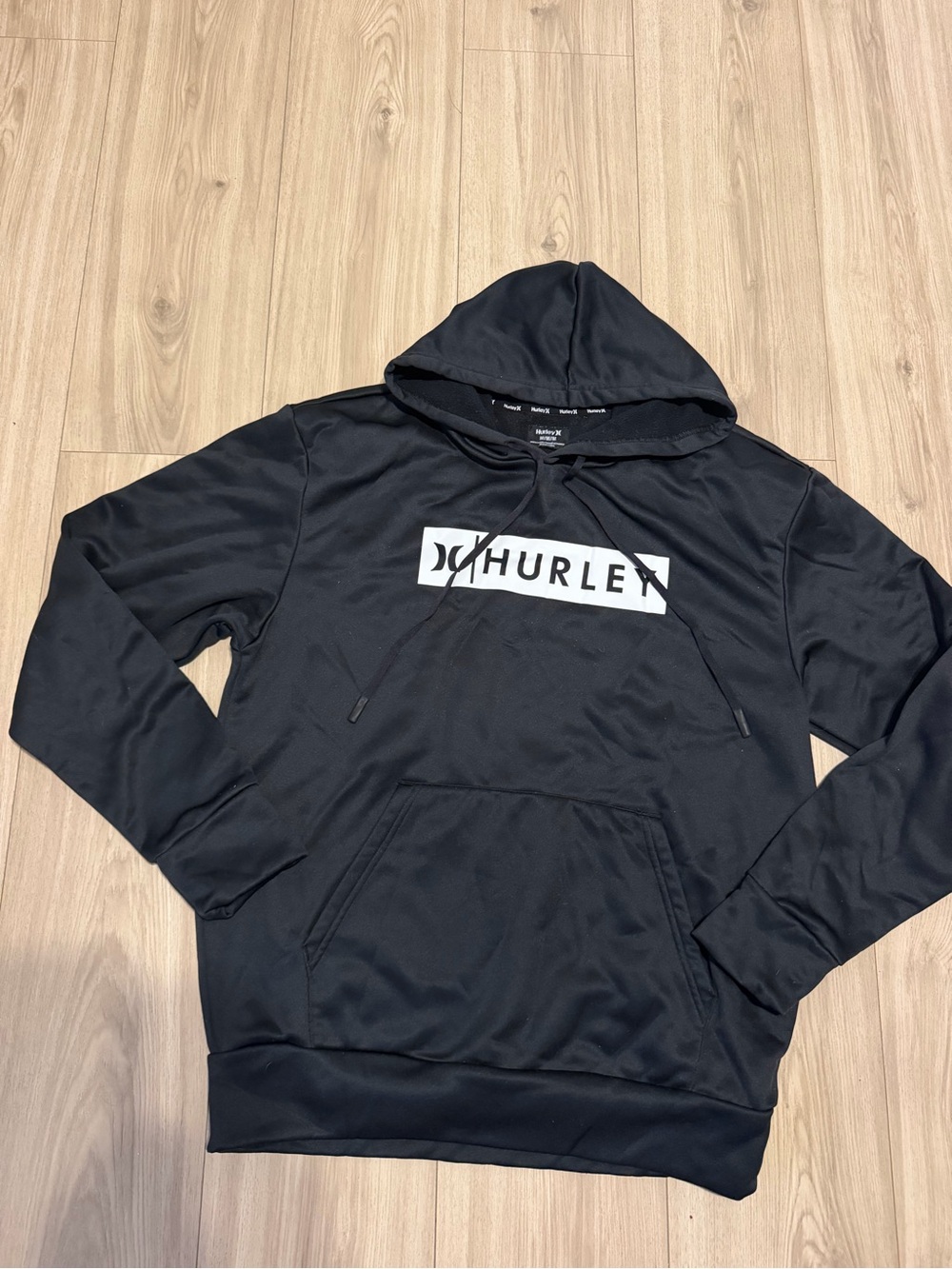 Hurley Black Pullover Hoodie with White Logo